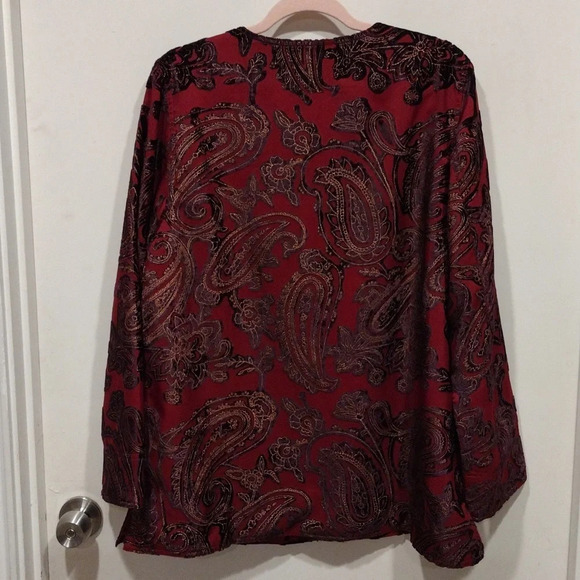 Coldwater Creek Paisley Velvet Flocked Long Sleeve One Button Jacket M Gothic - Picture 5 of 6